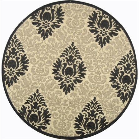 Safavieh 5 Ft. - 3 In. X 5 Ft. - 3 In. Round- Indoor - Outdoor Courtyard Sand And Black Machine Made Rug CY2714-3901-5R